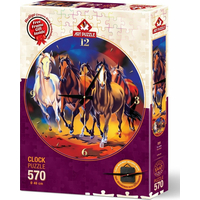 ART PUZZLE Puzzle hodiny Kone 570 dielikov (vrátane rámu)