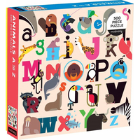MUDPUPPY Štvorcové puzzle Zvieratá od A do Z 500 dielikov