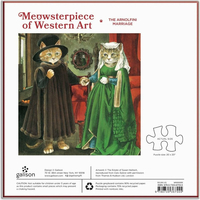 GALISON Štvorcové puzzle Meowsterpiece: Arnolfiniho manželstvo 500 dielikov