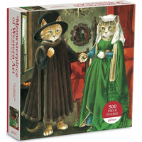 GALISON Štvorcové puzzle Meowsterpiece: Arnolfiniho manželstvo 500 dielikov