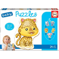 EDUCA Baby puzzle Divoké zvieratká 5v1 (3-5 dielikov)