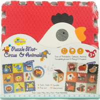 BABY GREAT Penové puzzle Zvieratá šedá-červená SX (30x30)
