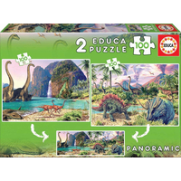 EDUCA Puzzle Panorama Dinosaurie svet 2x100 dielikov