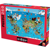 ANATOLIAN Puzzle Kreslená mapa sveta 260 dielikov