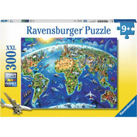 RAVENSBURGER Puzzle Mapa svetových pamiatok XXL 300 dielikov