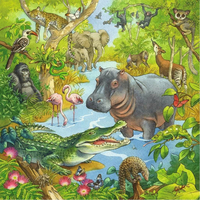 RAVENSBURGER Puzzle Zvieratá v džungli 3x49 dielikov