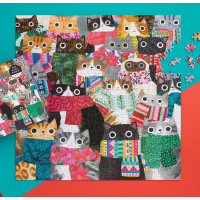 GALISON Štvorcové puzzle Zimné mačky 500 dielikov
