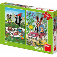 DINO Puzzle Krtko sa raduje, Krtko a autíčko 2x48 dielikov