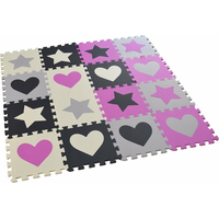 Matadi Penové puzzle šedo-ružové Srdce a hviezdy (28x28)