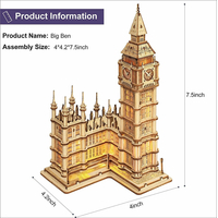 ROBOTIME Rolife Svietiace 3D drevené puzzle Big Ben 220 dielikov