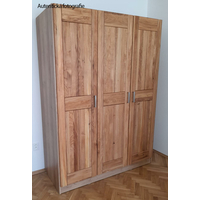 Šatníková skriňa z masívu dub FRED - 3-dverová so zrkadlom