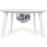 ECOTOYS Detský okrúhly drevený stôl s dvoma stoličkami biely