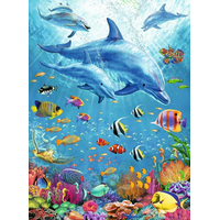 RAVENSBURGER Puzzle Medzi delfínmi XXL 100 dielikov