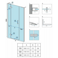 Sprchové dvere REA HUGO 130 cm - brúsené zlaté