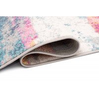 Kusový koberec AZUR vlny - šedý/modrý/ružový