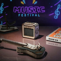 ROBOTIME Roker 3D drevené puzzle Elektrická gitara 140 dielikov