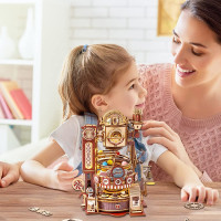 ROBOTIME Roker 3D drevené puzzle Guľôčková dráha: Továreň na čokoládu s LED svetlami 420 dielikov