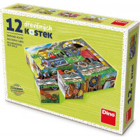 DINO Obrázkové kocky Mašinka, 12 kociek