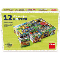 DINO Obrázkové kocky Mašinka, 12 kociek