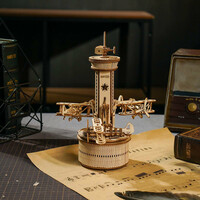 ROBOTIME Roker 3D drevené puzzle Riadiaca veža letovej prevádzky (hracia skrinka) 255 dielikov