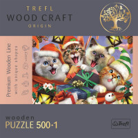 TREFL Wood Craft Origin puzzle Vianočné mačky 501 dielikov
