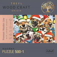 TREFL Wood Craft Origin puzzle Vianočné psy 501 dielikov