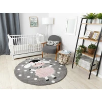 Detský kusový koberec Petit Dolly sheep grey kruh