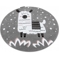 Detský kusový koberec Petit Lama grey kruh