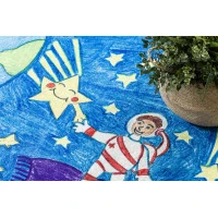 Detský kusový koberec Bambino 2265 Rocket Space blue