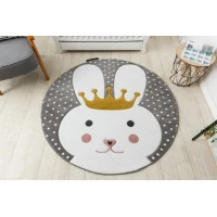 Detský kusový koberec Petit Bunny grey okrúhly