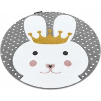Detský kusový koberec Petit Bunny grey okrúhly