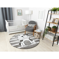 Detský kusový koberec Petit Puppy šedý kruh