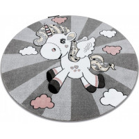 Detský kusový koberec Petit Unicorn grey kruh