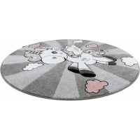Detský kusový koberec Petit Unicorn grey kruh