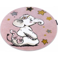 Detský kusový koberec Petit Elephant stars pink kruh