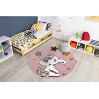 Detský kusový koberec Petit Elephant stars pink kruh