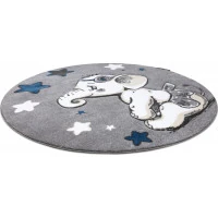 Detský kusový koberec Petit Elephant stars grey kruh