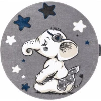 Detský kusový koberec Petit Elephant stars grey kruh