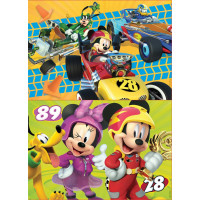 EDUCA Drevené puzzle Mickey, Minnie a pretekári 2x50 dielikov