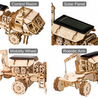 ROBOTIME Roker 3D drevené puzzle Planetárne vozítko Navitas Rover na solárny pohon 252 dielikov