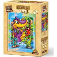 ART PUZZLE Drevené puzzle Dinosaury na rybách 16 dielikov