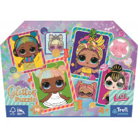 TREFL Trblietavé Glitter puzzle v kufríku LOL Surprise: Farebné bábiky 70 dielikov