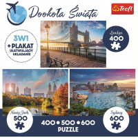 TREFL Puzzle Okolo sveta: Londýn, New York a Sydney 400 + 500 + 600 dielikov