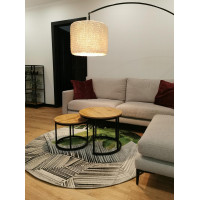 Konferenčný stolík DUO ROUND - dub prírodný/čierny