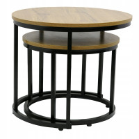 Konferenčný stolík DUO ROUND - dub prírodný/čierny