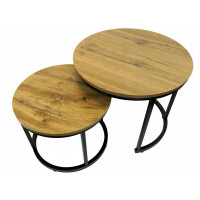 Konferenčný stolík DUO ROUND - dub prírodný/čierny