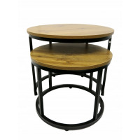 Konferenčný stolík DUO ROUND - dub prírodný/čierny