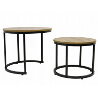 Konferenčný stolík DUO ROUND - dub prírodný/čierny