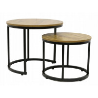 Konferenčný stolík DUO ROUND - dub prírodný/čierny