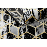 Behúň Gloss 3D cubes black/gold/grey